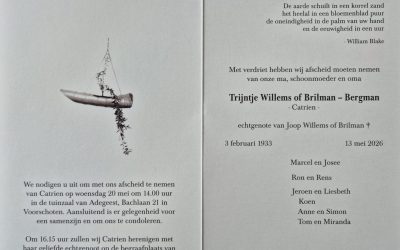Ikenobo docente Trijntje Willems of Brilman – Bergman overleden
